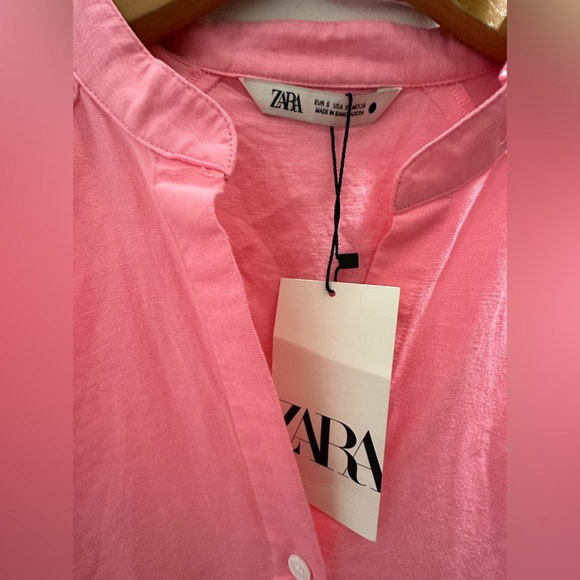 NWT / Zara Pink Midi Button Down Shirt Dress - Small. - Picture 3 of 5